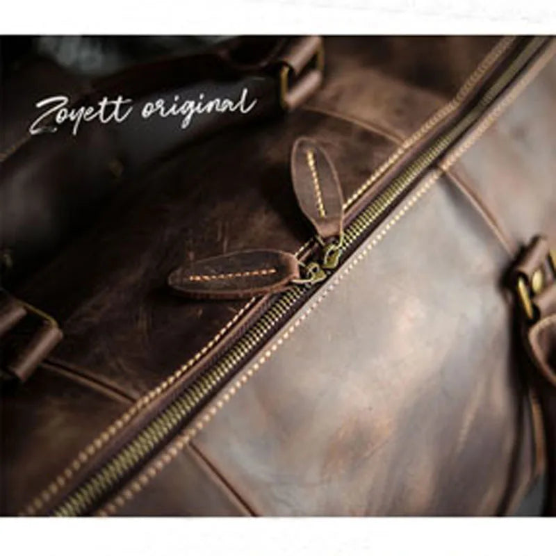 JourneyJive™ Retro Leather Travel Duffle with Shoe Compartment