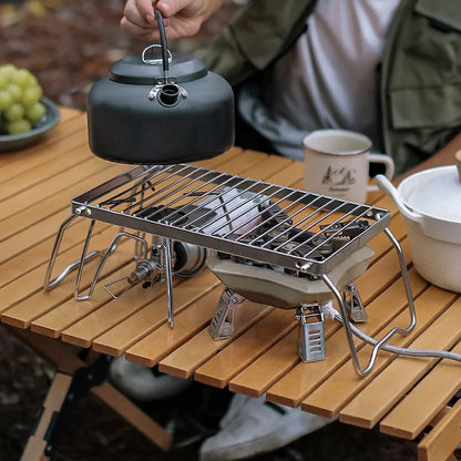 EmberCraft™ Stainless Steel Folding Campfire Grill & Gas Stove Stand